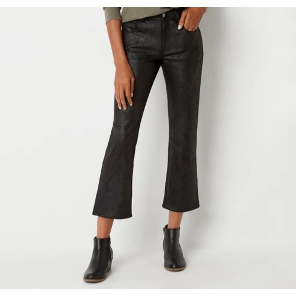 NWT‎ Frye & Co Black Faux Suede Cropped Bootcut Pants Sz 4